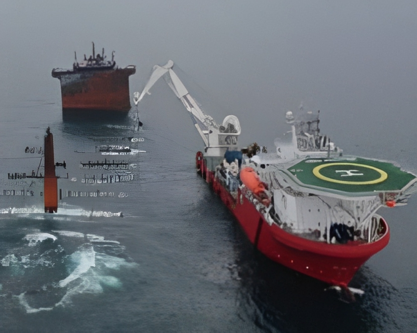 Cranes remove debris of the X-Press Pearl from the ocean.